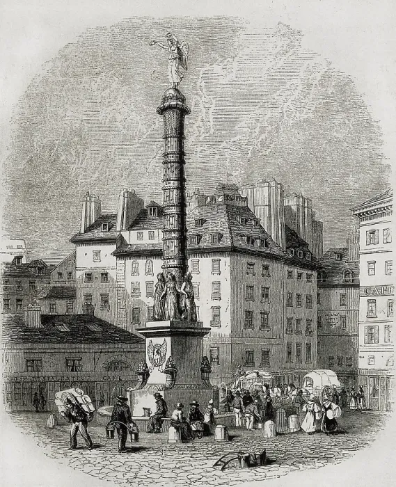 Framed Print : Paris. Water sellers ijn front the fountain of Place Chatelet. Engraving. - Coleccion Gasca / Iberfoto / Everett Collection (375026)**US SALES ONLY** Framed Print : Paris. Water sellers ijn front the fountain of Place Chatelet. Engraving. - Coleccion Gasca / Iberfoto / Everett Collection (375026)**US SALES ONLY**
