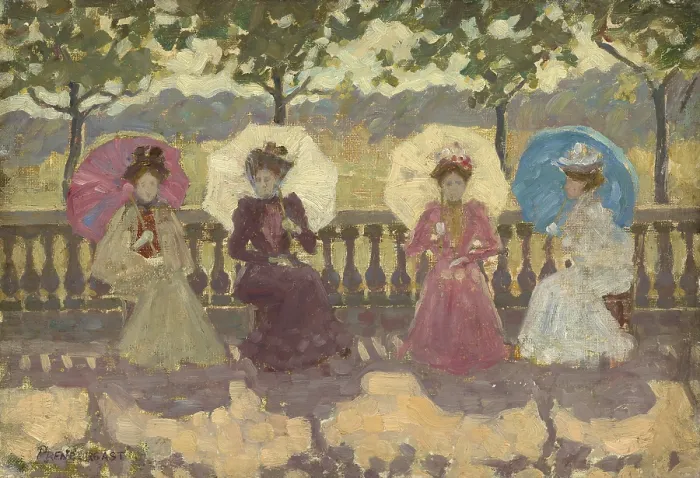 Framed Print : In the Park, Paris, by Maurice Brazil Prendergast, 1891, American painting, oil on canvas