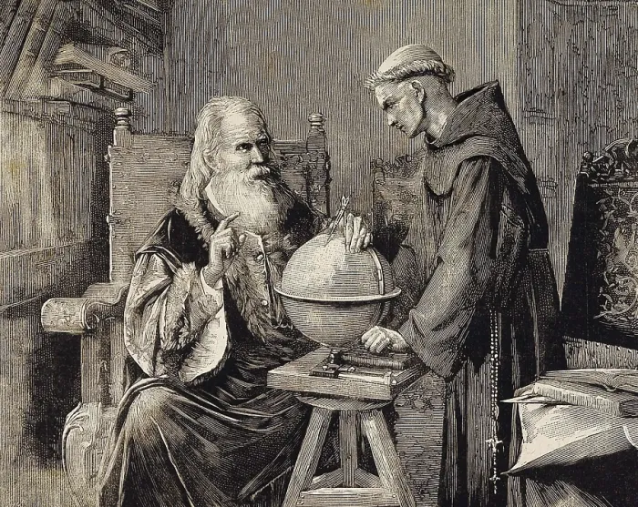 Framed Print : PARRA, Felix (1503-1540); GALILEO, Galileo Galilei, called (1564-1642). Galileo proving his astronomical theories. Engraving based on a painting by Flix Parra. Engraving