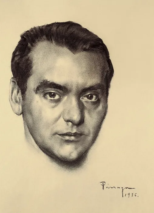 Framed Print : PARRAGA, Ciriaco (1902-1972). Portrait of Federico Garca Lorca. 1936. Drawing. AISA / Everett Collection - Image has fine art copyright