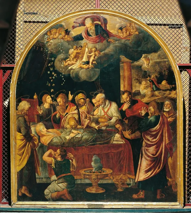 Framed Print : Passing of the Virgin Mary (Transitus Virginis), by Unknown artist, 16th Century, 1550 -1559 about, - Italy, Sicily, Palermo, Palazzo Abatellis, Sicilian Regional Art Gallery Framed Print : Passing of the Virgin Mary (Transitus Virginis), by Unknown artist, 16th Century, 1550 -1559 about, - Italy, Sicily, Palermo, Palazzo Abatellis, Sicilian Regional Art Gallery