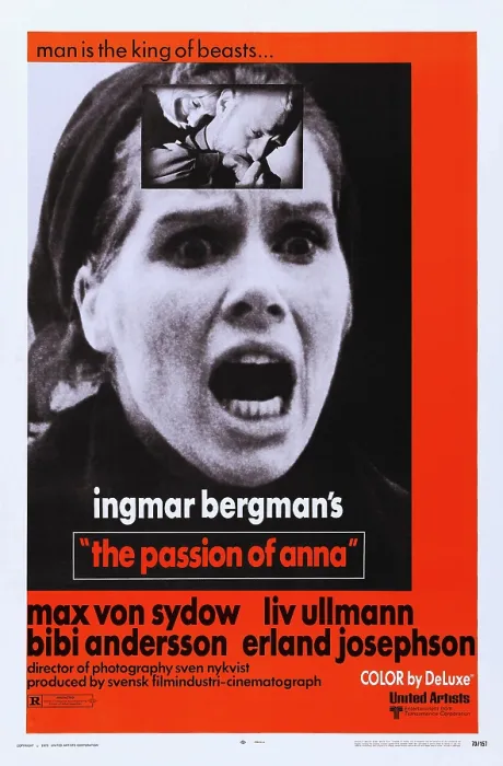 Framed Print : THE PASSION OF ANNA, (aka EN PASSION), US poster art, insert: Max von Sydow; below: Liv Ullmann, 1969