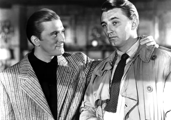 Framed Print : OUT OF THE PAST, Kirk Douglas, Robert Mitchum, 1947