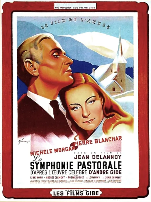 Framed Print : PASTORAL SYMPHONY, (aka LA SYMPHONIE PASTORALE), French poster, from left: Pierre Blanchar, Michele Morgan, 1946