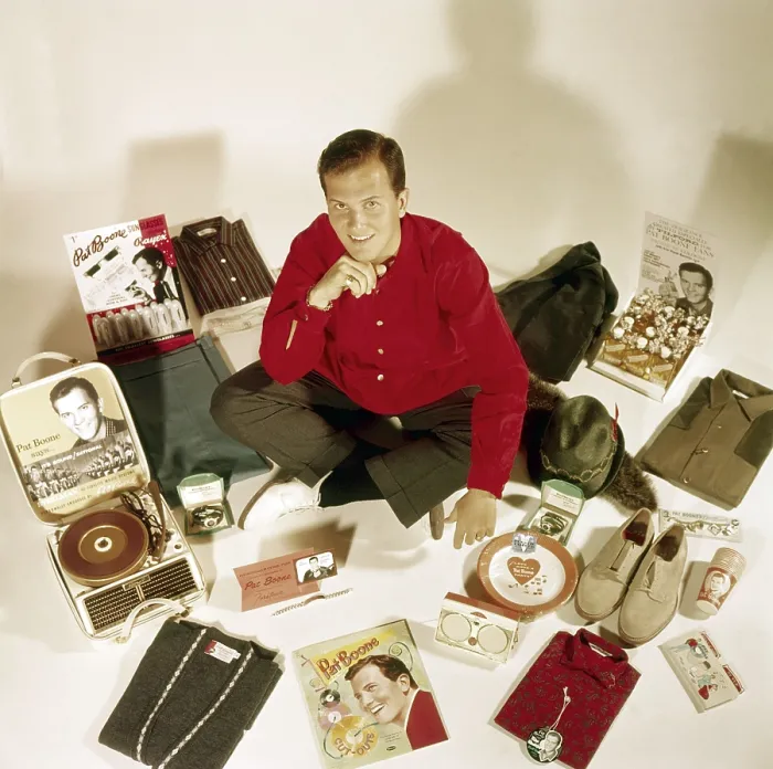 Framed Print : Pat Boone surrounded by Pat Boone souvenirs for his fans, circa 1957. h: Curt Gunther Framed Print : Pat Boone surrounded by Pat Boone souvenirs for his fans, circa 1957. h: Curt Gunther