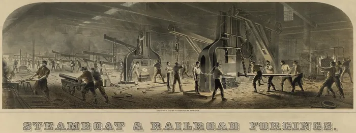 Framed Print : Paterson Iron Company were manufacturers of forgings for steamboats and railroads. Ca. 1865