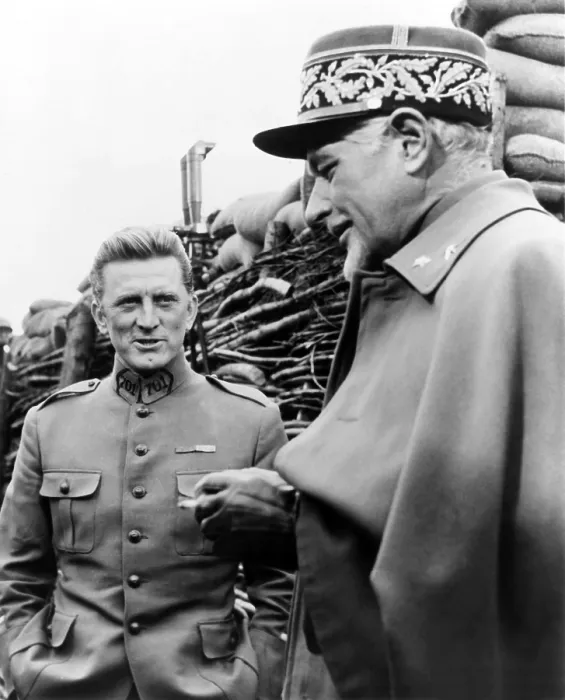 Framed Print : PATHS OF GLORY, from left: Kirk Douglas, George Macready, 1957