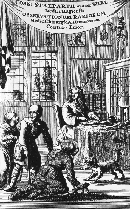 Framed Print : Patients arrive in the physician's office in 17th century Netherlands