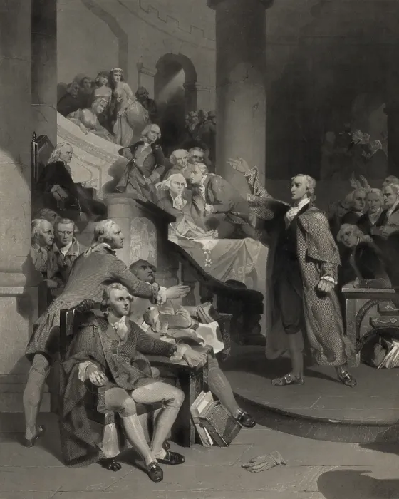 Framed Print : Patrick Henry speaking before the Virginia House of Burgesses, May 30, 1765