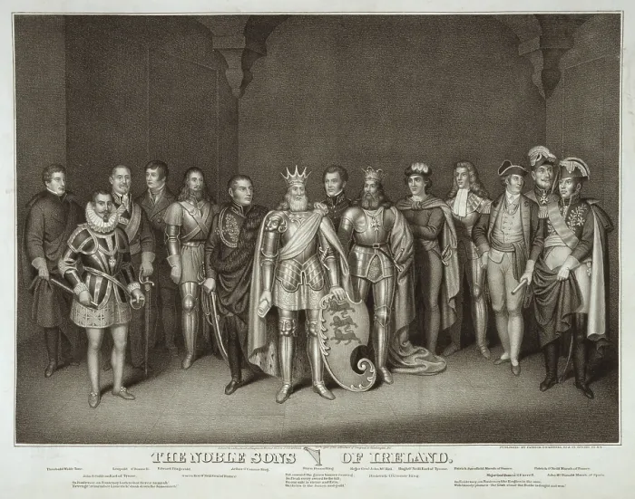 Framed Print : Patriotic Irish-American print (ca.1875) of the kings and political leaders of Ireland, each identified below the illustration. Ca. 1875 Framed Print : Patriotic Irish-American print (ca.1875) of the kings and political leaders of Ireland, each identified below the illustration. Ca. 1875