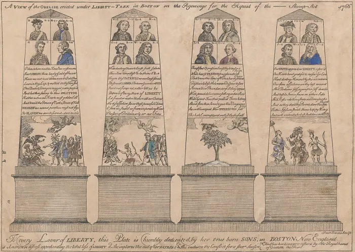 Framed Print : Paul Reveres print, A View of the Obelisk Erected Under Liberty-Tree in Boston on the Rejoicings for the Repeal of the Stamp Act, 1766