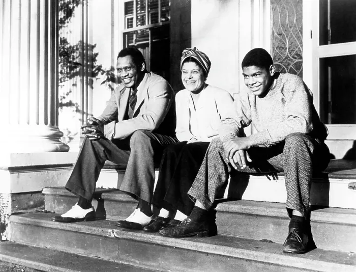 Framed Print : Paul Robeson, his wife Eslanda Goode Robeson, and their son Paul Robeson Jr. at their house in Enfield, Connecticut, c. 1940's.. Courtesy: CSU Archives  /  Everett Collection
