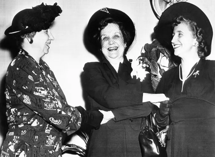 Framed Print : Pearl Mesta, aboard the S.S. America leaving to serve as Ambassador to Luxembourg. Aug. 16, 1949. She was seen off by First Lady Bess and Margaret Truman Framed Print : Pearl Mesta, aboard the S.S. America leaving to serve as Ambassador to Luxembourg. Aug. 16, 1949. She was seen off by First Lady Bess and Margaret Truman