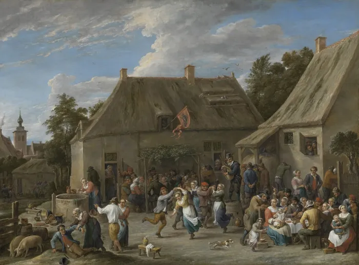 Framed Print : Peasant Kermis, by David Teniers (II), c. 1665 Flemish painting, oil on canvas. Peasants celebrating at a country festival