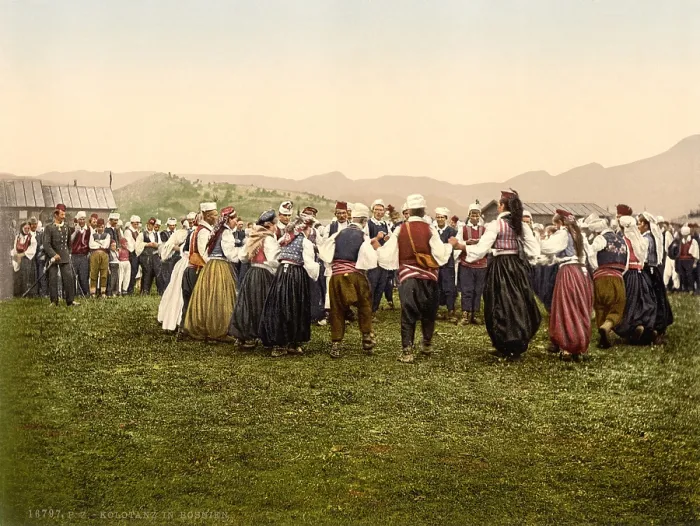 Framed Print : Peasants dancing, Bosnia, Austro-Hungary, ca. 1895