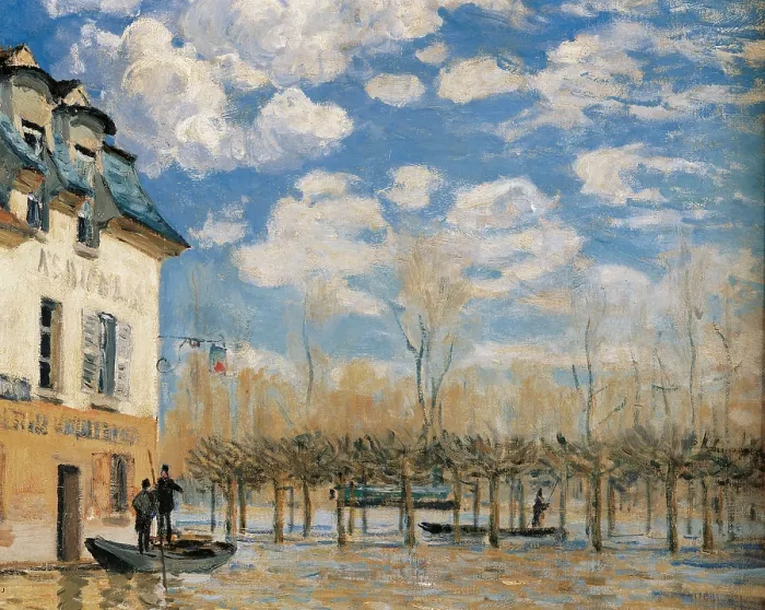 Framed Print : Pedestrian Bridge in Argenteuil, by Alfred Sisley, 1876, 19th Century, oil on canvas, cm 50, 5 x 61 - France, Ile de France, Paris, Muse dOrsay. Detail