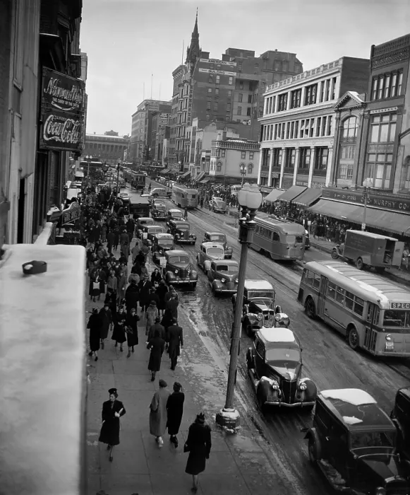 Framed Print : Pedestrians and traffic on P street in Washington, D.C. Jan. 1939. (BSLOC_2013_8_232) Framed Print : Pedestrians and traffic on P street in Washington, D.C. Jan. 1939. (BSLOC_2013_8_232)
