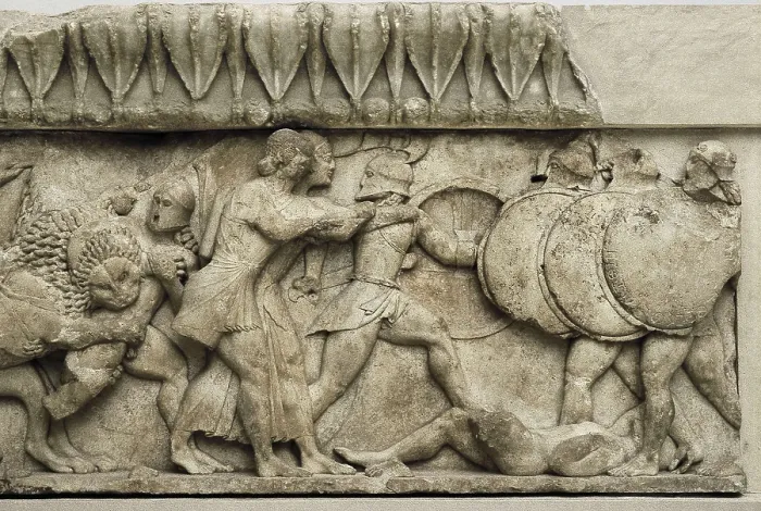 Framed Print : Pediment and frieze from the treasury of the Siphnians. ca. 525 BC. Detail of the northern frieze Framed Print : Pediment and frieze from the treasury of the Siphnians. ca. 525 BC. Detail of the northern frieze