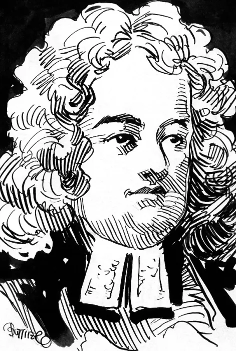 Framed Print : A pen and ink drawing of author Jonathan Swift (1667-1745). Courtesy: CSU Archives / Everett Collection