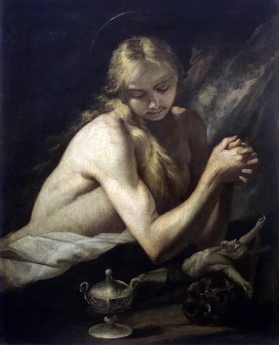 Framed Print : Penitent Magdalene, by Jusepe de Ribera also known as Spagnoletto, 1650, 17th Century, oil on canvas - Italy, Lombardy, Milan, Castello Sforzesco