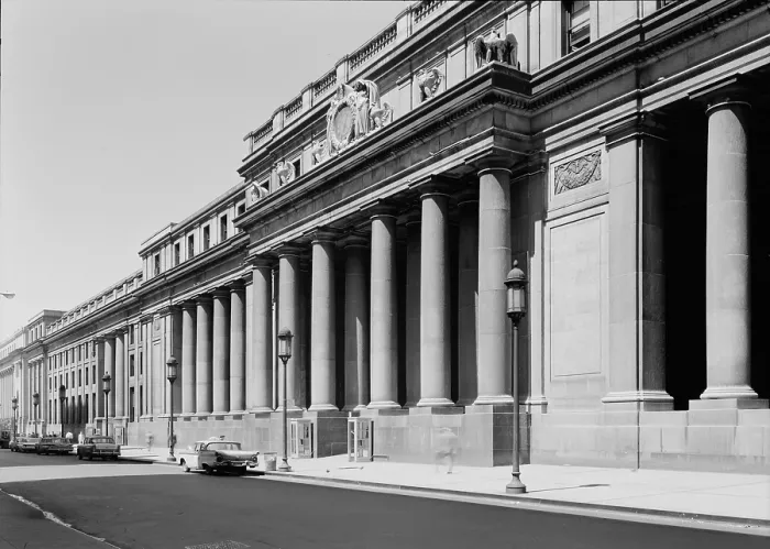 Framed Print : Pennsylvania Station, exterior, New York City, circa 1962