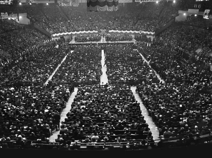 Framed Print : People fill Madison Square Garden to hear Norman Thomas of the Socialist Party make his final plea for votes in the presidential election, 1932 Framed Print : People fill Madison Square Garden to hear Norman Thomas of the Socialist Party make his final plea for votes in the presidential election, 1932