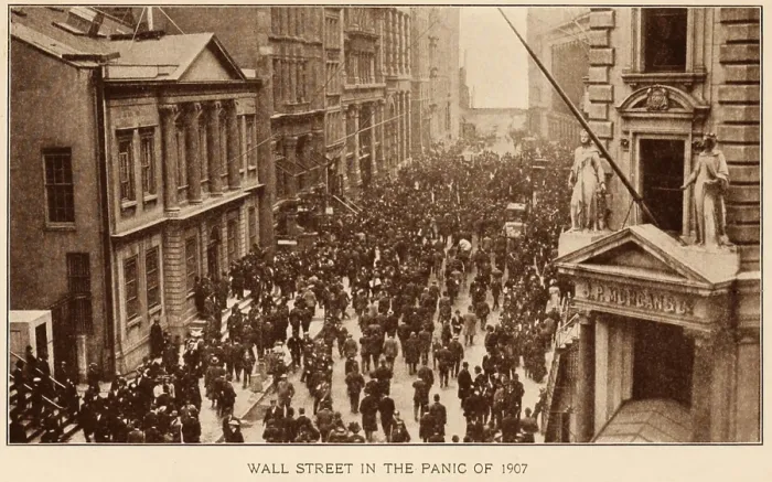 Framed Print : People fill Wall Street during the Panic of 1907