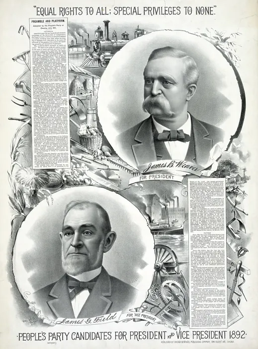 Framed Print : People's party candidates for president and vice president. poster ca 1892
