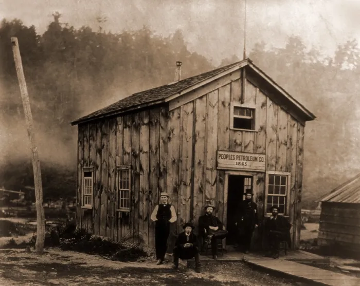 Framed Print : Peoples Petroleum Co. in 1865. With the end of the Civil War, the Pennsylvania oil region attracted mustered out soldiers looking for work and fortunes Framed Print : Peoples Petroleum Co. in 1865. With the end of the Civil War, the Pennsylvania oil region attracted mustered out soldiers looking for work and fortunes