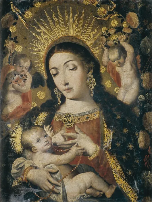 Framed Print : PEREZ DE HOLGUIN, Melchor (1665-1724). The Virgin of Bethlehem. Colonial baroque. Oil on canvas. BOLIVIA. La Paz. National Museum of Art. - J Framed Print : PEREZ DE HOLGUIN, Melchor (1665-1724). The Virgin of Bethlehem. Colonial baroque. Oil on canvas. BOLIVIA. La Paz. National Museum of Art. - J