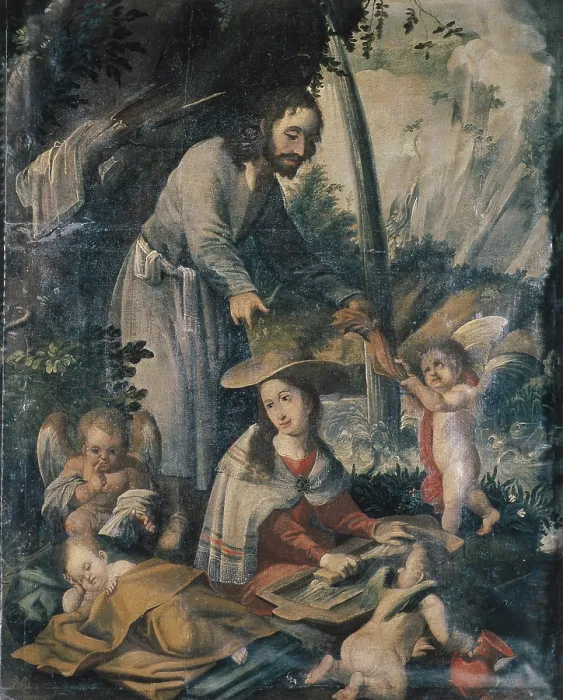 Framed Print : PEREZ DE HOLGUIN, Melchor (1665-1724). Laundress Virgin. 1718. Colonial baroque. Oil. BOLIVIA. La Paz. National Museum of Art. - J