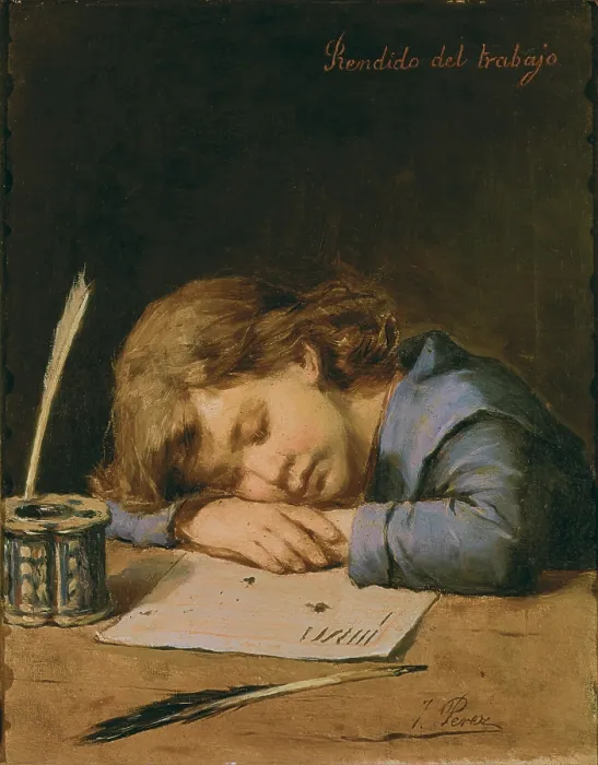 Framed Print : PEREZ SIGUIMBOSCUM, Jose (19th century). Rendido del trabajo. 1876 - 1900. Realism. Oil. SPAIN. CAdiz. Museo de CAdiz. - P