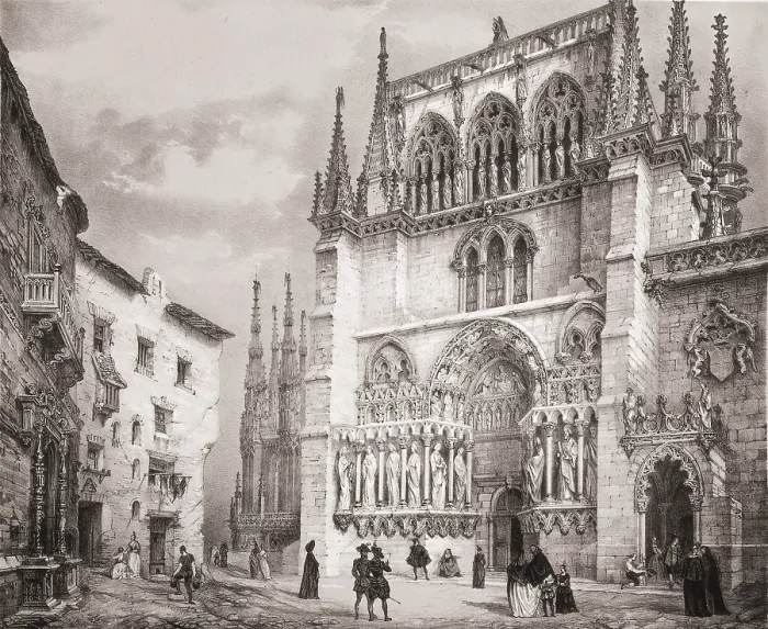 Framed Print : PEREZ VILLAAMIL, Jenaro (1807-1854). Espana artistica y monumental. 1842 - 1850. The Coroneria Door in the north wall of the transept of the Burgos Cathedral, 12th century Framed Print : PEREZ VILLAAMIL, Jenaro (1807-1854). Espana artistica y monumental. 1842 - 1850. The Coroneria Door in the north wall of the transept of the Burgos Cathedral, 12th century
