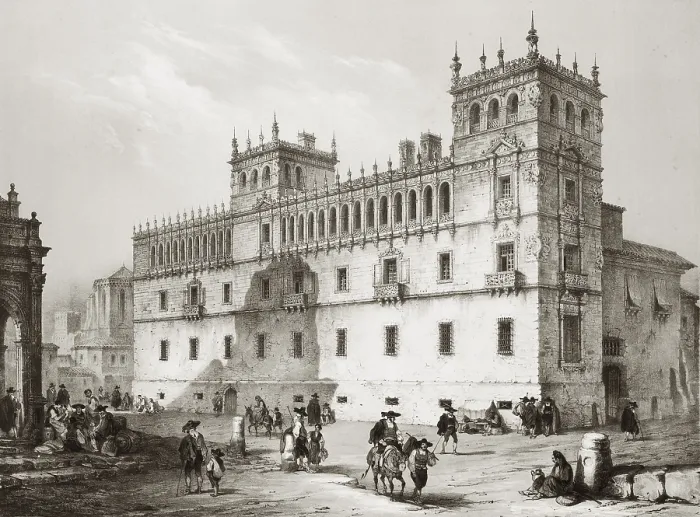 Framed Print : PEREZ VILLAAMIL, Jenaro (1807-1854). Espana artistica y monumental. 1842 - 1850. The Palace of Monterrey in Salamanca. Romanticism. Litography. SPAIN. Barcelona