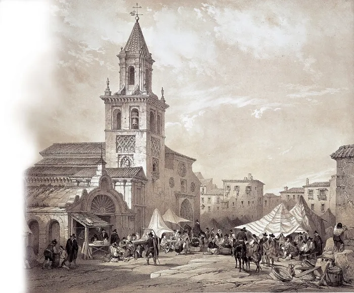 Framed Print : PEREZ VILLAAMIL, Jenaro (1807-1854). Espana artistica y monumental. 1842 - 1850. 'Iglesia de la Feria en Sevilla'. Church of the Omnium Sanctorum at Feria street