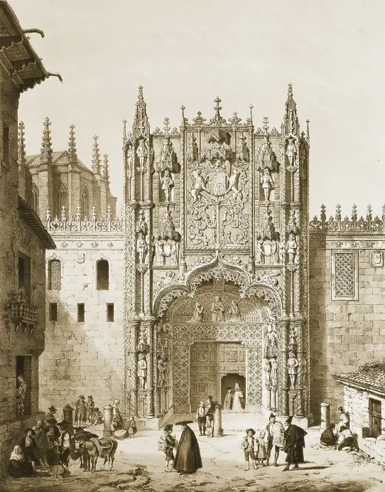 Framed Print : PEREZ VILLAAMIL, Jenaro (1807-1854). Espana artistica y monumental. 1842 - 1850. Portico of the Colegio de San Gregorio (Plateresque)
