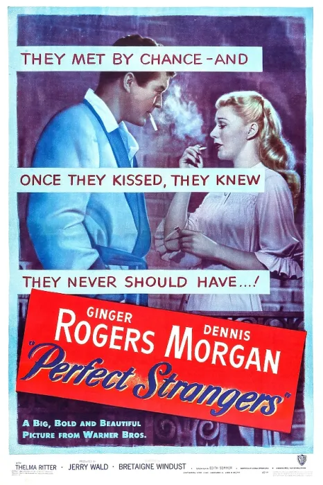 Framed Print : PERFECT STRANGERS, (aka TOO DANGEROUS TO LOVE), US poster art, from left: Dennis Morgan, Ginger Rogers, 1950