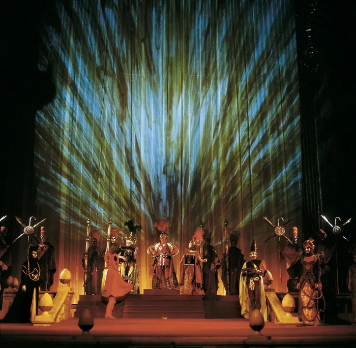 Framed Print : Performance of the auto sacramental (miracle play) 'La Cena del Rey Baltasar' (The Feast of Belshazzar) by Pedro Calderon de la Barca. Directed by Jose Tamayo