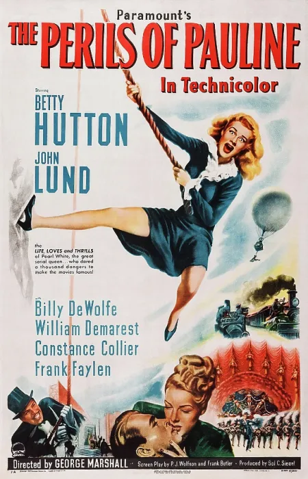 Framed Print : THE PERILS OF PAULINE, US poster, Betty Hutton (top), bottom from left: Billy De Wolfe, John Lund, Betty Hutton, 1947 Framed Print : THE PERILS OF PAULINE, US poster, Betty Hutton (top), bottom from left: Billy De Wolfe, John Lund, Betty Hutton, 1947