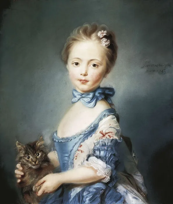 Framed Print : PERRONNEAU, Jean-Baptiste (1715-1783). A Girl with a Kitten. 1745. Pastel on paper. Rococo art. Pastel. UNITED KINGDOM. London. National Gallery Framed Print : PERRONNEAU, Jean-Baptiste (1715-1783). A Girl with a Kitten. 1745. Pastel on paper. Rococo art. Pastel. UNITED KINGDOM. London. National Gallery