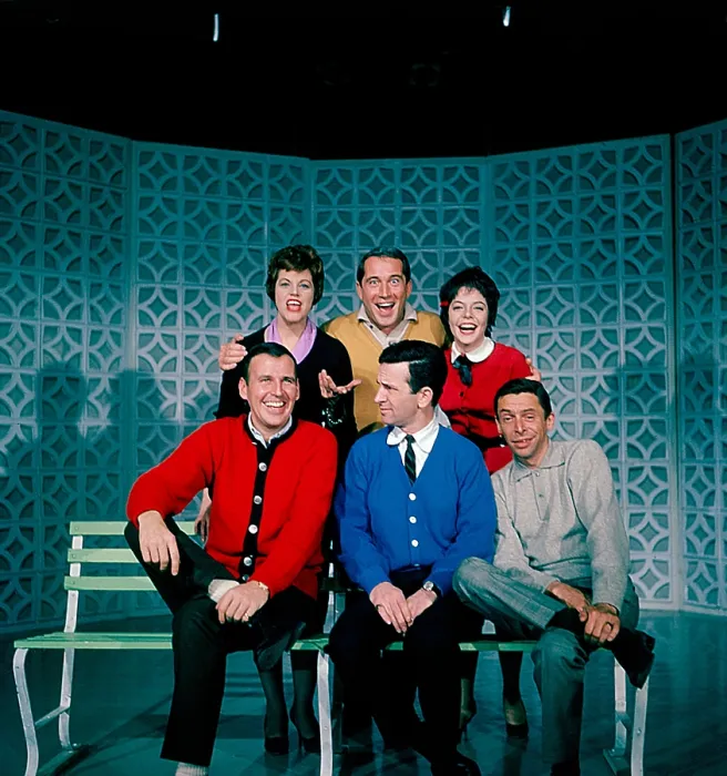 Framed Print : THE PERRY COMO SHOW, (aka PERRY COMO'S KRAFT MUSIC HALL), clockwise from top left: Kaye Ballard, Perry Como, Sandy Stewart, Jack Duffy, Don Adams, Paul Lynde, (ca)