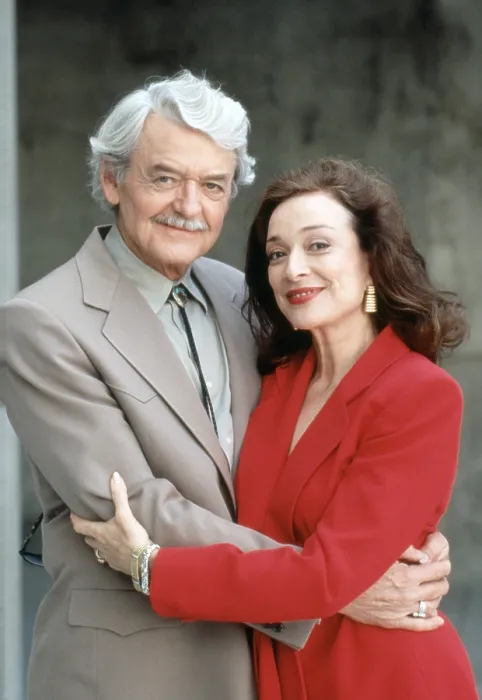 Framed Print : A PERRY MASON MYSTERY: THE CASE OF THE LETHAL LIFESTYLE, from left: Hal Holbrook, Dixie Carter, 1994