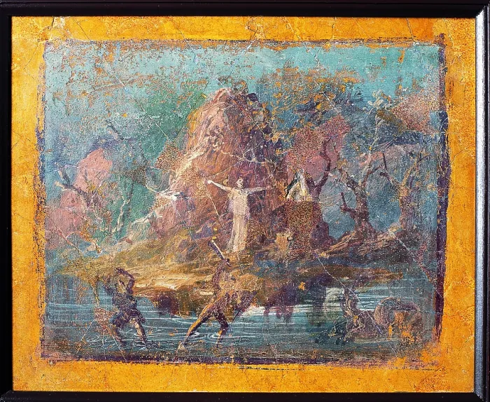 Framed Print : Perseus and Andromeda, by unknown artist, 10-1, 1st Century B.C. ripped fresco, 37 x 46 cm - Italy, Campania, Naples, National Archaeological Museum, Room LXXIII, inv. 9477