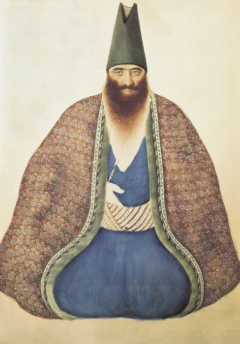 Framed Print : Persia. Kingdom of Nasir ad-Din Shah (1848-1896). Gran Vizier and Minister Mercomarmouran. Persian art. Painting. IRAN. Tehran. Golestan Palace