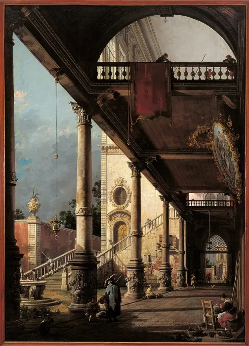 Framed Print : Perspective with Portico, by Giovanni Antonio Canal known as Canaletto, 1765, 18th Century, oil on canvas, cm 130 x 92 - Italy, Veneto, Venice, Accademia Art Galleries, inv. 463 Framed Print : Perspective with Portico, by Giovanni Antonio Canal known as Canaletto, 1765, 18th Century, oil on canvas, cm 130 x 92 - Italy, Veneto, Venice, Accademia Art Galleries, inv. 463
