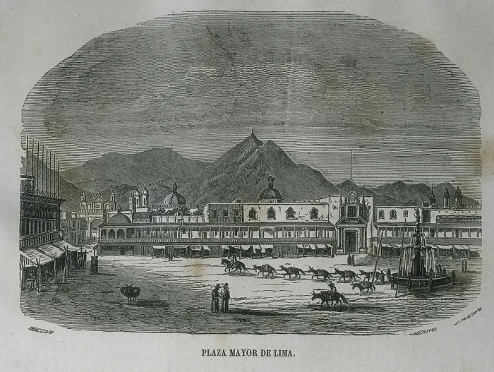 Framed Print : Peru. Lima. Main Square in 1850. Engraving. - Iberfoto / Everett Collection (500142)**US SALES ONLY** Framed Print : Peru. Lima. Main Square in 1850. Engraving. - Iberfoto / Everett Collection (500142)**US SALES ONLY**