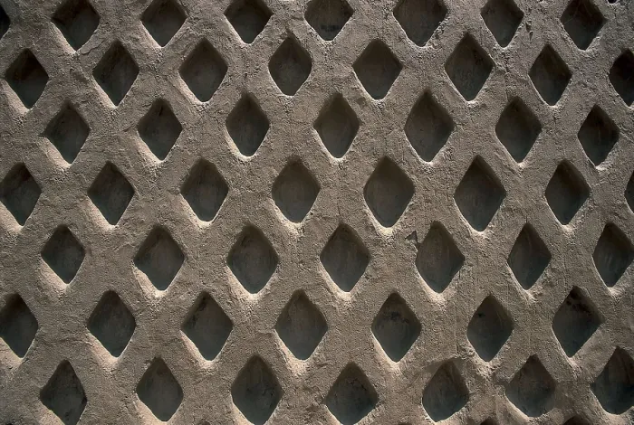 Framed Print : PERU. Trujillo. Chan Chan. Detail of the adobe wall decorated with a geometrical motif. Chimu art. Architecture. AISA / Everett Collection**US SALES ONLY**