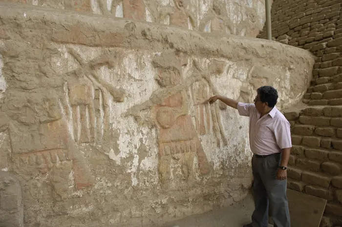 Framed Print : PERU. Trujillo. Huaca de la Luna. Huaca de la Luna Archaelogical Complex (100-900). Mural paintings. Moche or Mochica Art. AISA / Everett Collection**US SALES ONLY**