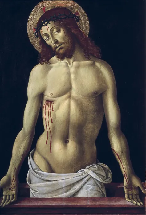 Framed Print : PERUGINO, Pietro Vannucci, called Il (1448-1523). The Crucifixion of Jesus Christ. Late s.XV-1523. SPAIN. Granada. Royal Chapel. Renaissance art. Quattrocento. Oil on wood. - P