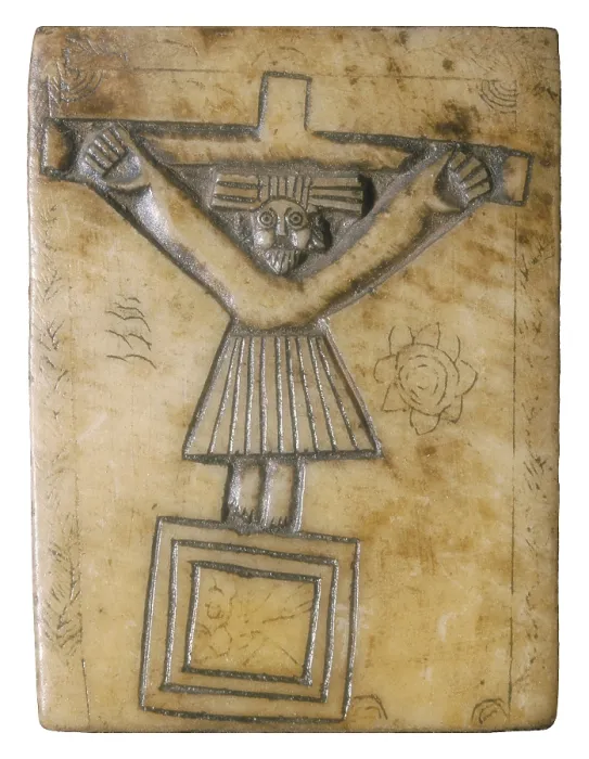 Framed Print : Peruvian table depicting a crucified Christ. Furniture. AISA / Everett Collection**US SALES ONLY**